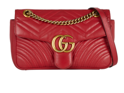 Medium GG Marmont Shoulder Bag, Leather, Red, 585795, 2*